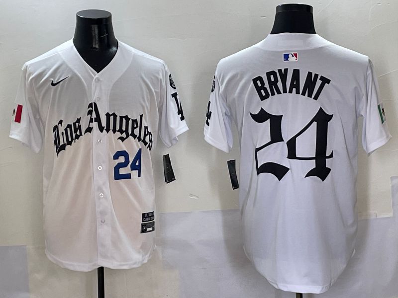 Men Los Angeles Dodgers #24 Bryant White Five generations Joint Name 2025 Nike MLB Jersey style 3